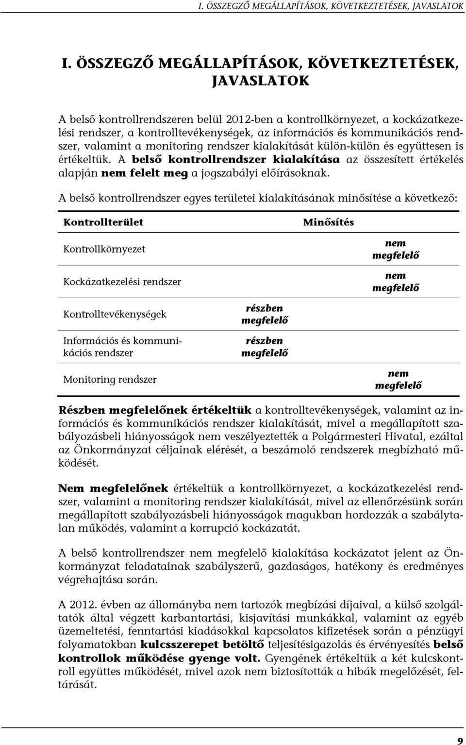 kommunikációs rendszer, valamint a monitoring rendszer kialakítását külön-külön és együttesen is értékeltük.