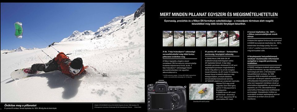 7 kép/másodperc* sebességű sorozatfelvétellel még több fontos pillanatot örökíthet meg A Nikon legújabb, elegáns vázzal rendelkező, DX-formátumú csúcsmodellje kivételes teljesítményt kínál, és kb.