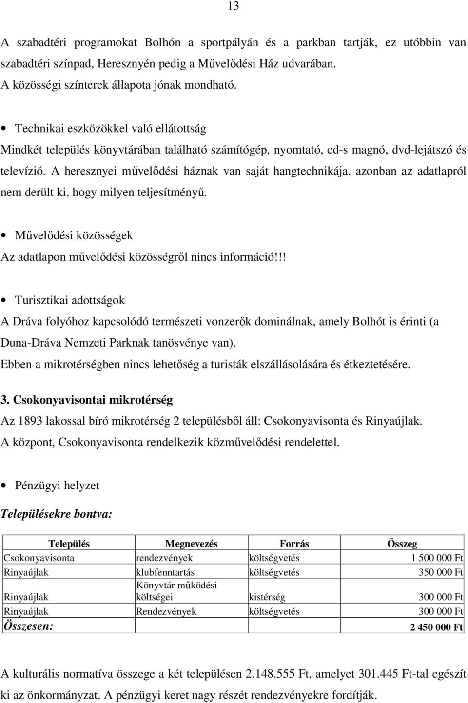 A heresznyei mővelıdési háznak van saját hangtechnikája, azonban az adatlapról nem derült ki, hogy milyen teljesítményő. Mővelıdési közösségek Az adatlapon mővelıdési közösségrıl nincs információ!