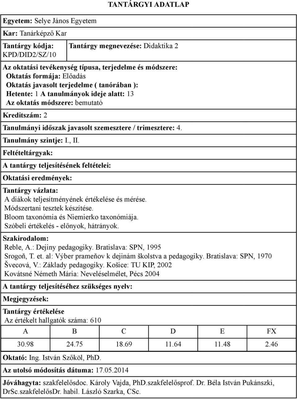 : Dejiny pedagogiky. Bratislava: SPN, 1995 Srogoň, T. et. al: Výber prameňov k dejinám školstva a pedagogiky. Bratislava: SPN, 1970 Švecová, V.: Základy pedagogiky.