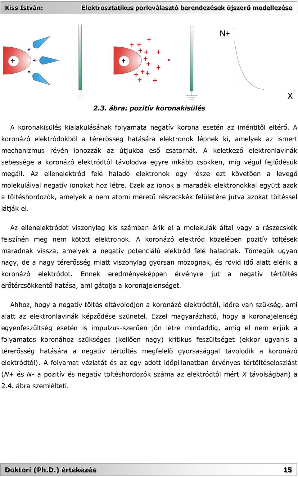 A keletkező elektronlavinák sebessége a koronázó elektródtól távolodva egyre inkább csökken, míg végül fejlődésük megáll.