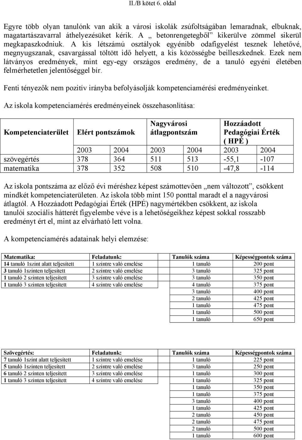 A kis létszámú osztályok egyénibb odafigyelést tesznek lehetővé, megnyugszanak, csavargással töltött idő helyett, a kis közösségbe beilleszkednek.