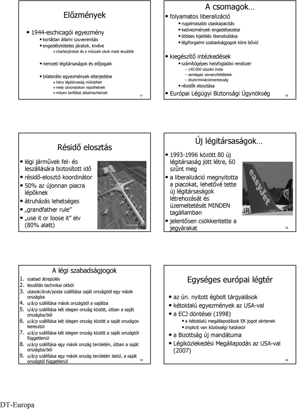 engedélyezése többes kijelölés liberalizálása légiforgalmi szabadságjogok köre bővül kiegészítő intézkedések számítógépes helyfoglalási rendszer 140.