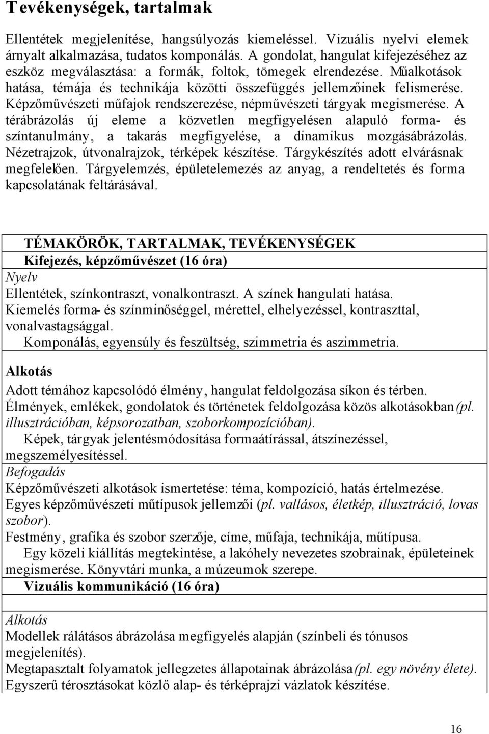 Képzőművészeti műfajok rendszerezése, népművészeti tárgyak megismerése.