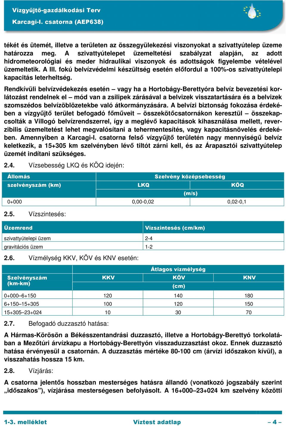 fokú belvízvédelmi készültség esetén előfordul a 100%-os szivattyútelepi kapacitás leterheltség.