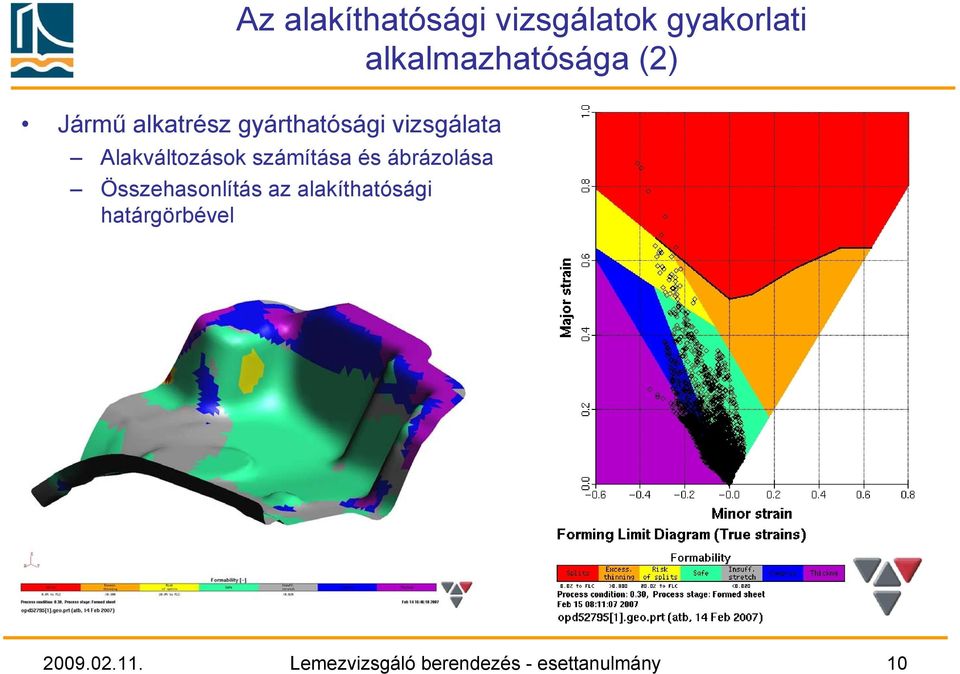 számítása és ábrázolása Összehasonlítás az alakíthatósági