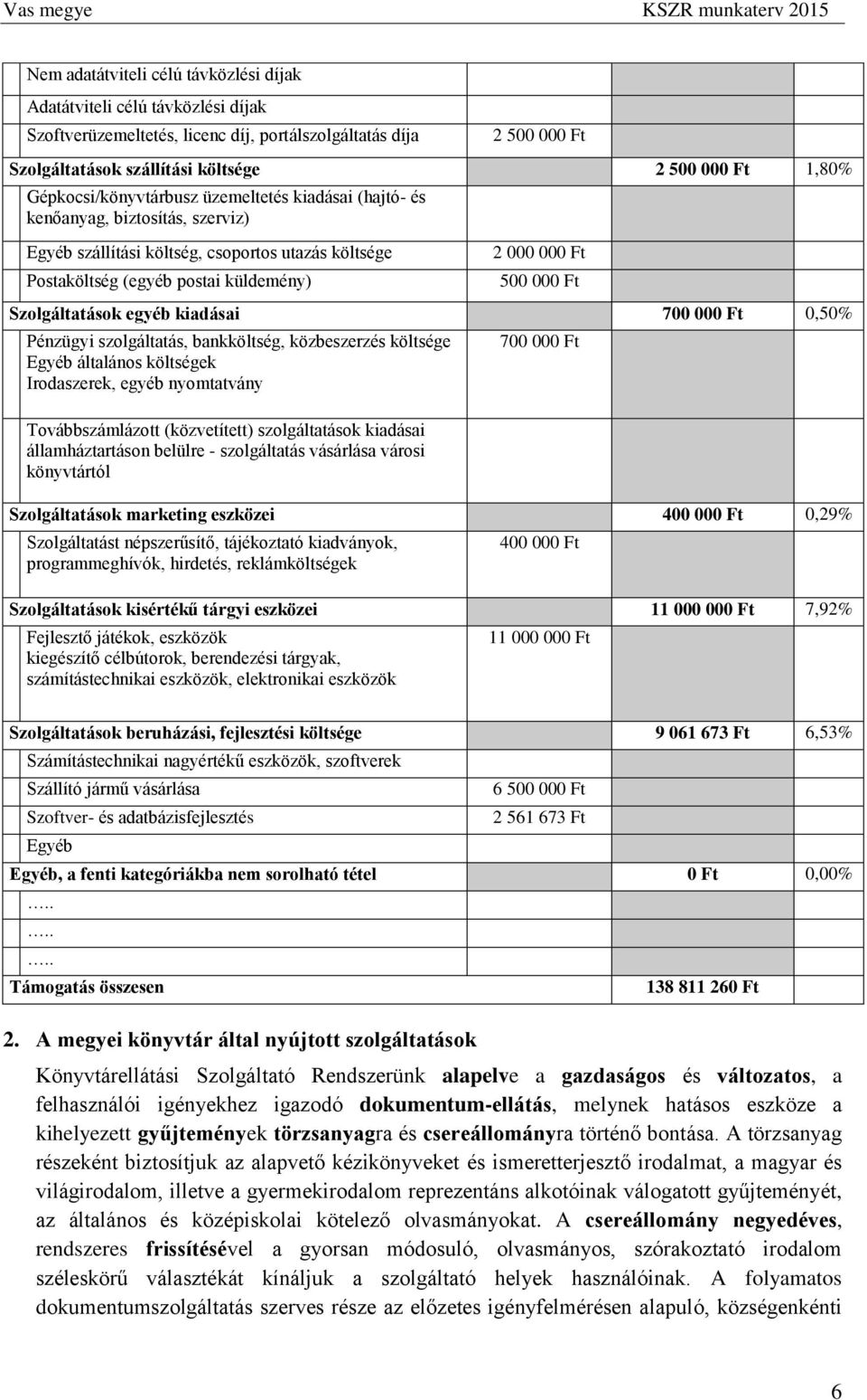 Szolgáltatások egyéb kiadásai 700 000 Ft 0,50% Pénzügyi szolgáltatás, bankköltség, közbeszerzés költsége Egyéb általános költségek Irodaszerek, egyéb nyomtatvány Továbbszámlázott (közvetített)