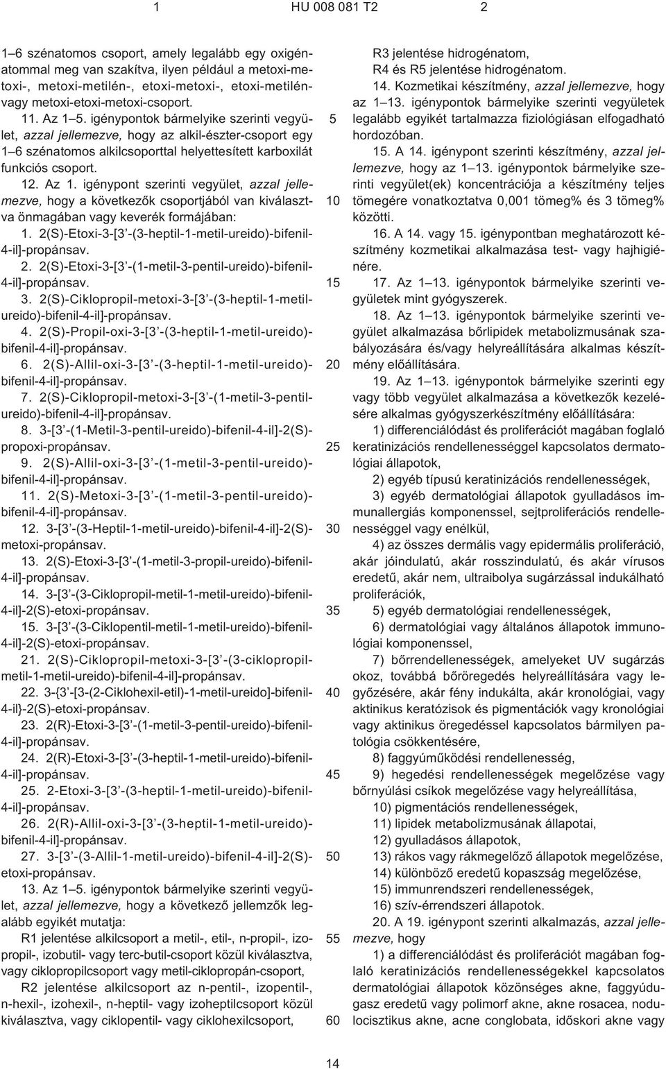 igénypont szerinti vegyület, azzal jellemezve, hogy a következõk csoportjából van kiválasztva önmagában vagy keverék formájában: 1. 2(S)-Etoxi-3-[3 -(3¹heptil-1-metil-ureido)-bifenil- 2.