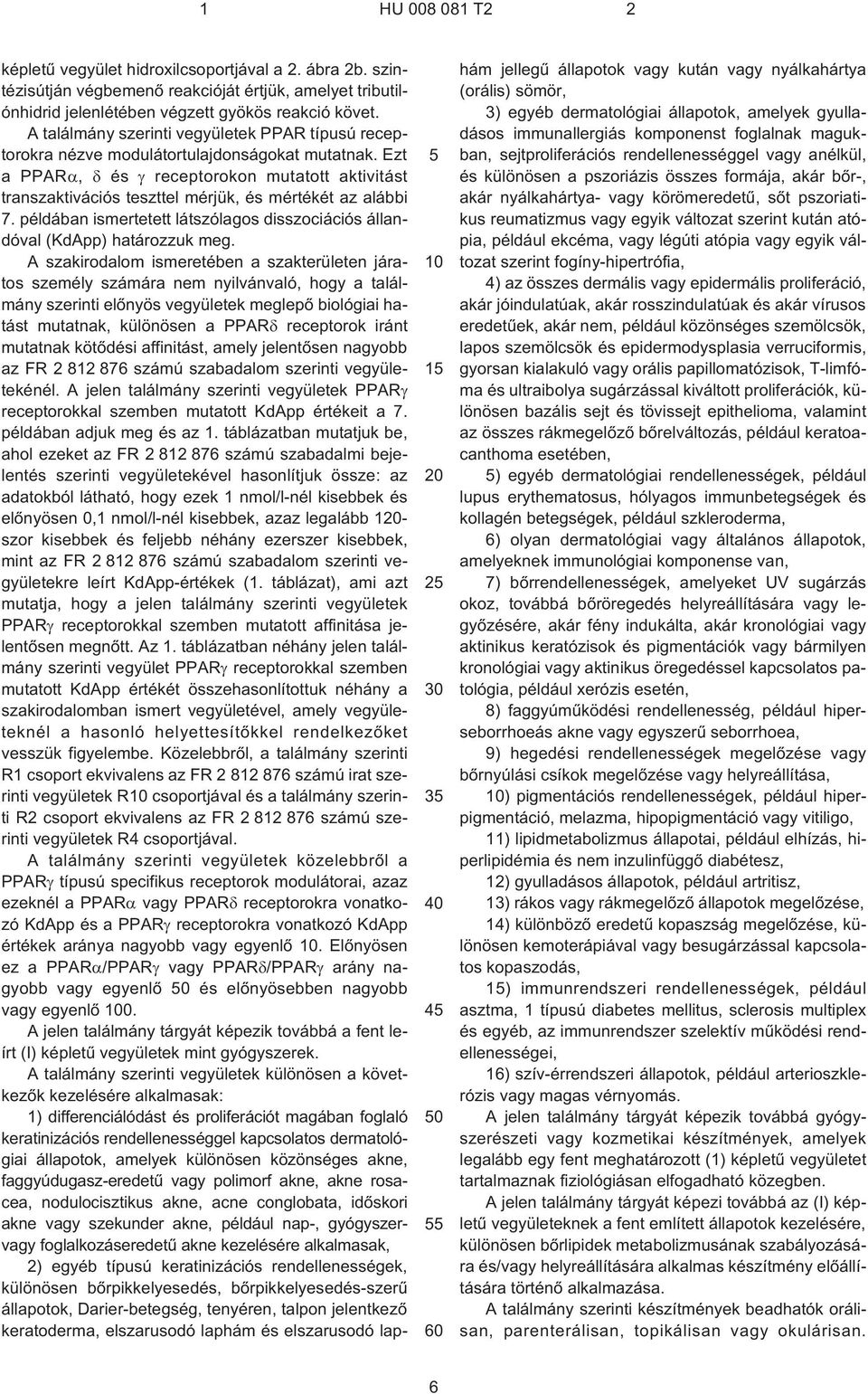 Ezt a PPAR, és receptorokon mutatott aktivitást transzaktivációs teszttel mérjük, és mértékét az alábbi 7. példában ismertetett látszólagos disszociációs állandóval (KdApp) határozzuk meg.