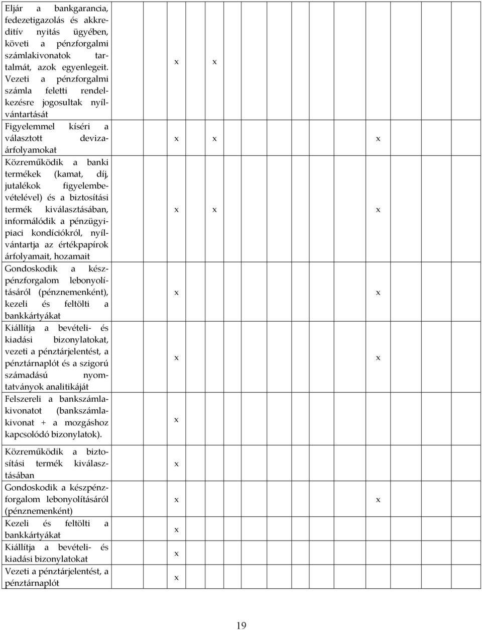 figyelembevételével) és a biztosítási termék kiválasztásában, informálódik a pénzügyipiaci kondíciókról, nyílvántartja az értékpapírok árfolyamait, hozamait Gondoskodik a készpénzforgalom