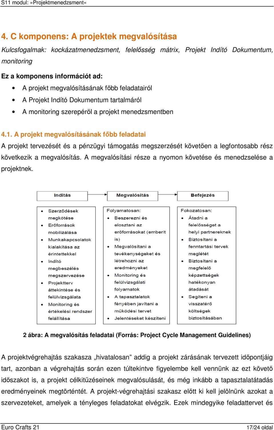 A projekt megvalósításának fıbb feladatai A projekt tervezését és a pénzügyi támogatás megszerzését követıen a legfontosabb rész következik a megvalósítás.