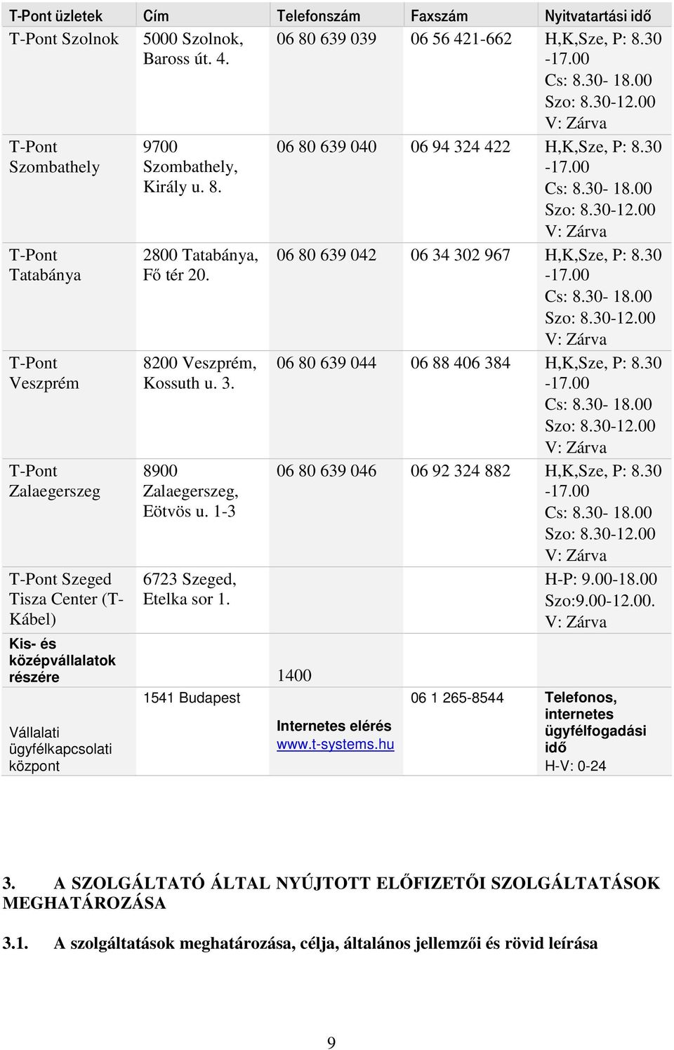 8200 Veszprém, Kossuth u. 3. 8900 Zalaegerszeg, Eötvös u. 1-3 6723 Szeged, Etelka sor 1.