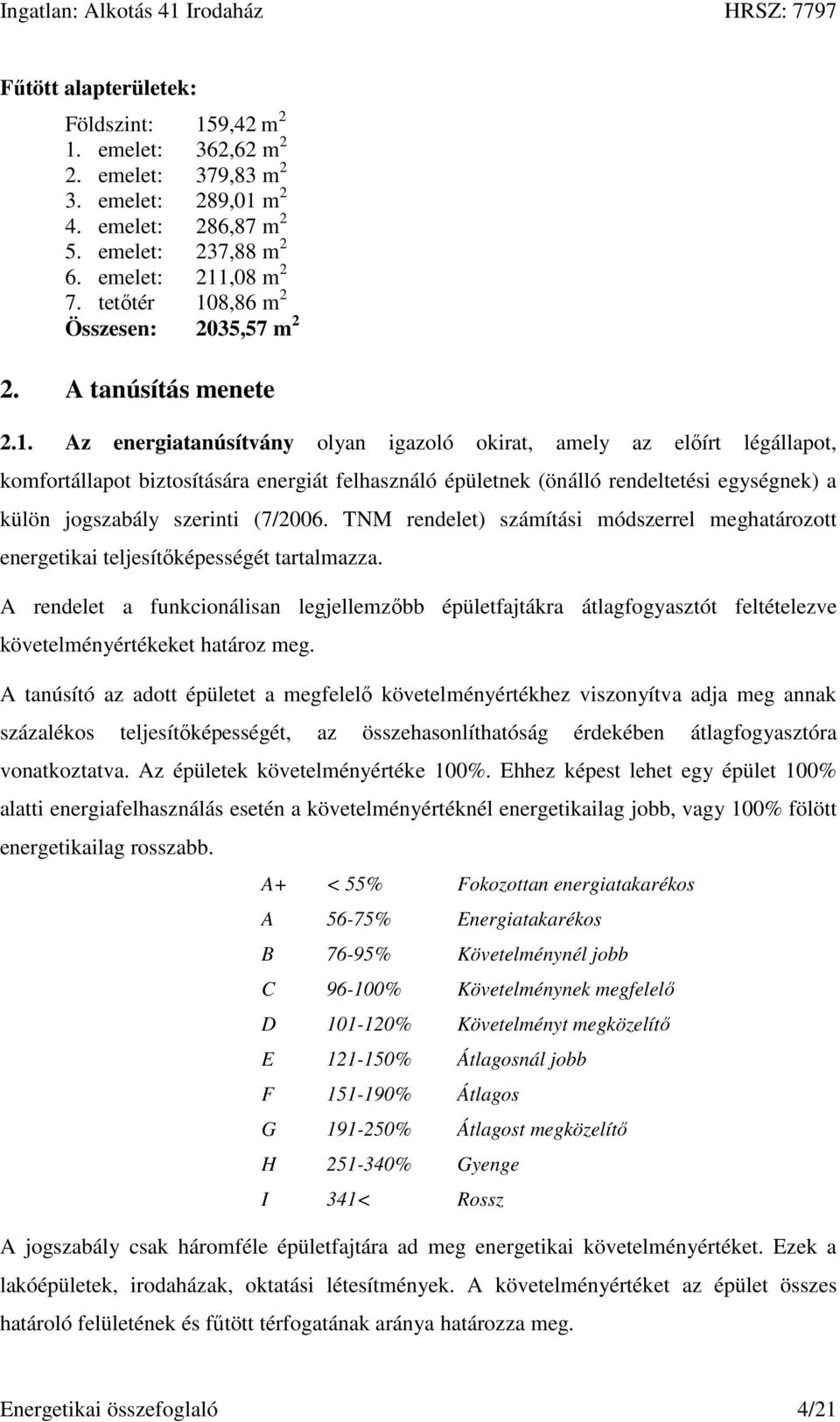 8,86 m 2 Összesen: 2035,57 m 2 2. A tanúsítás menete 2.1.