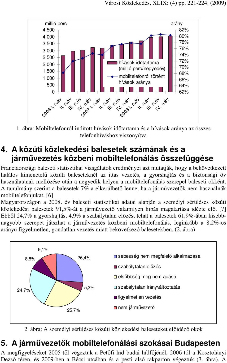 ábra: Mobiltelefonról indított hívások idıtartama és a hívások a az összes telefonhíváshoz viszonyítva 4.