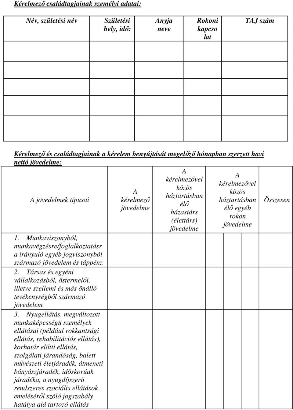 jövedelme 1. Munkaviszonyból, munkavégzésre/foglalkoztatásr a irányuló egyéb jogviszonyból származó jövedelem és táppénz 2.