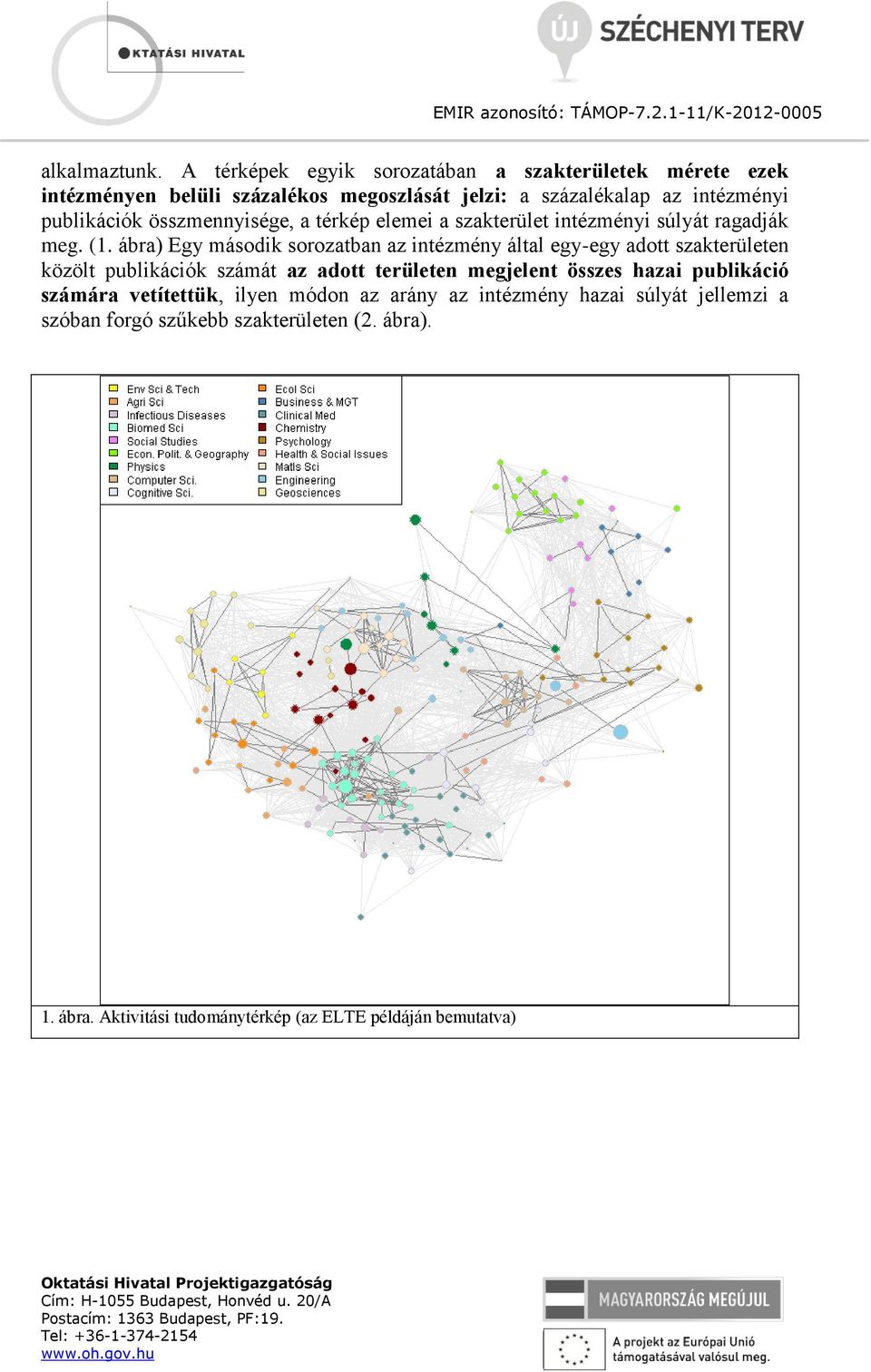 összmennyisége, a térkép elemei a szakterület intézményi súlyát ragadják meg. (1.