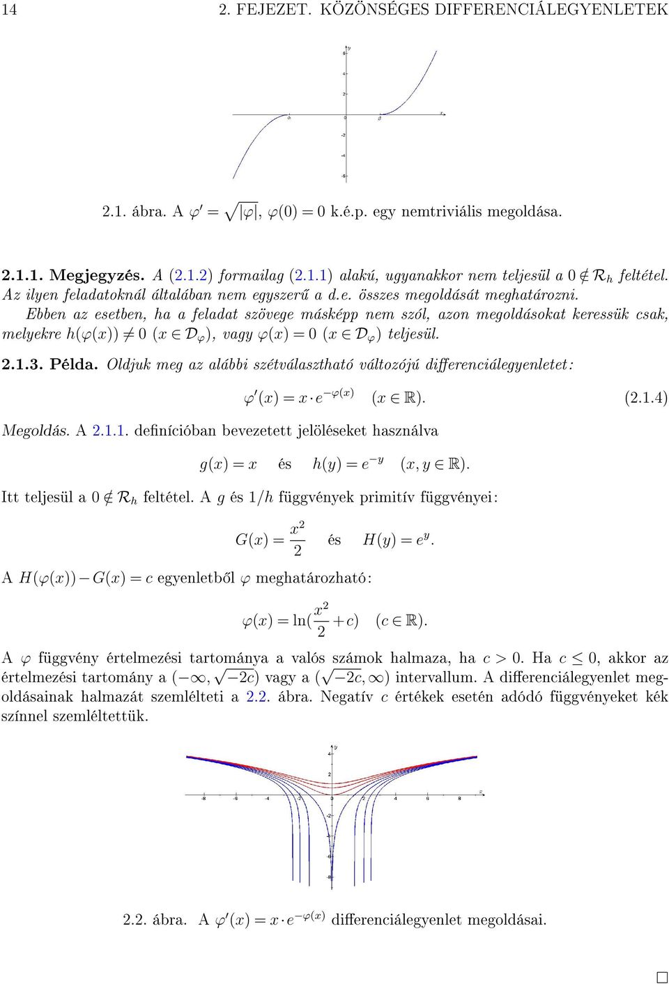 Ebben az esetben, ha a feladat szövege másképp nem szól, azon megoldásokat keressük csak, melyekre h(ϕ(x)) 0 (x D ϕ ), vagy ϕ(x) = 0 (x D ϕ ) teljesül...3. Példa.