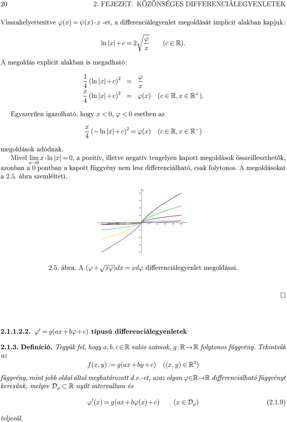 Egyszer en igazolható, hogy x < 0, ϕ < 0 esetben az x 4 ( ln x +c) = ϕ(x) (c R, x R ) megoldások adódnak.