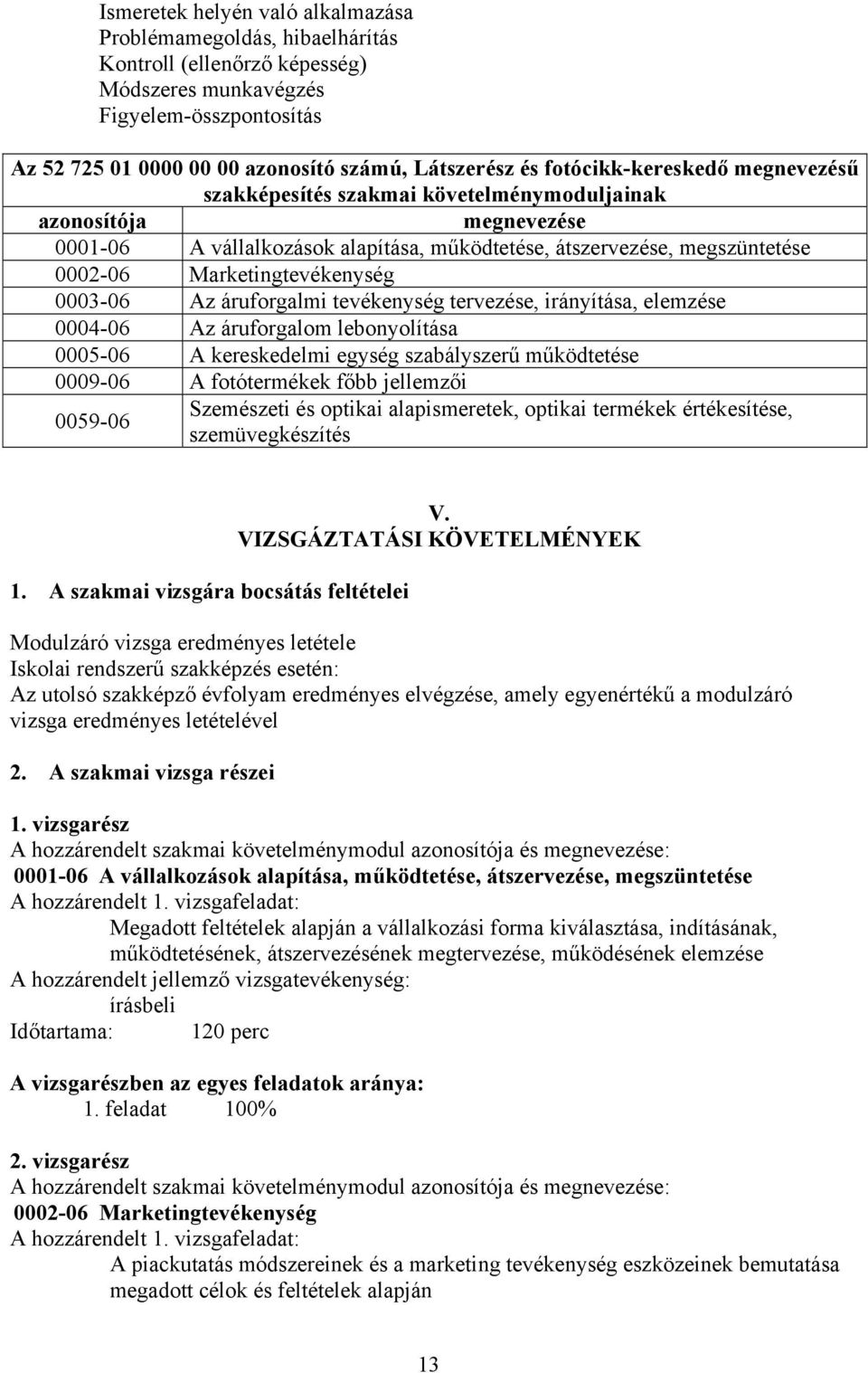 Marketingtevékenység 0003-06 Az áruforgalmi tevékenység tervezése, irányítása, elemzése 0004-06 Az áruforgalom lebonyolítása 0005-06 A kereskedelmi egység szabályszerű működtetése 0009-06 A