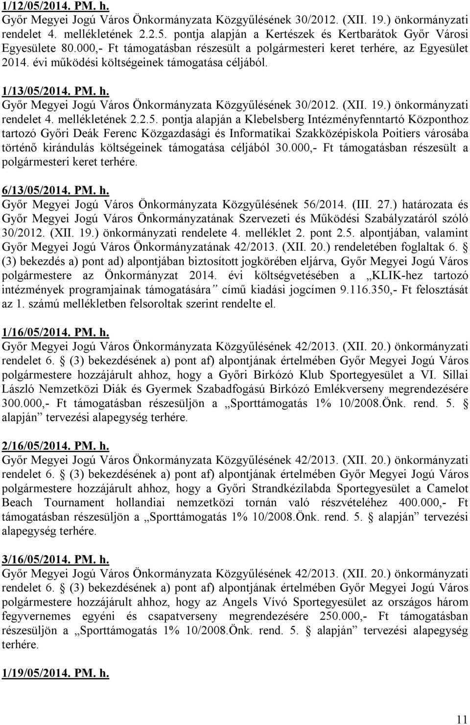 2014. PM. h. rendelet 4. mellékletének 2.2.5.