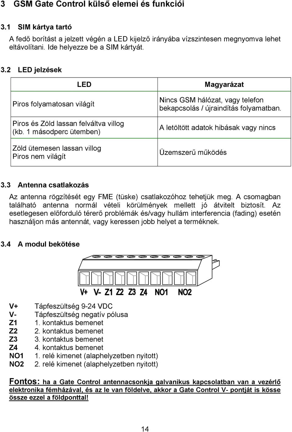 A letöltött adatok hibásak vagy nincs Üzemszerű működés 3.3 Antenna csatlakozás Az antenna rögzítését egy FME (tüske) csatlakozóhoz tehetjük meg.