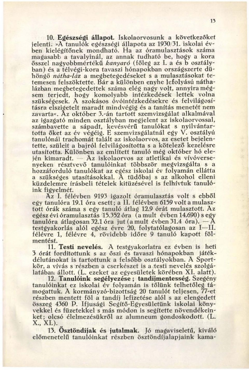 a és S osztályban) és a télvégi-kora tavaszi hónapokban országszerte d ü höngő nátha-láz a m egbetegedéseket s a m ulasztásokat te temesen felszöktette.