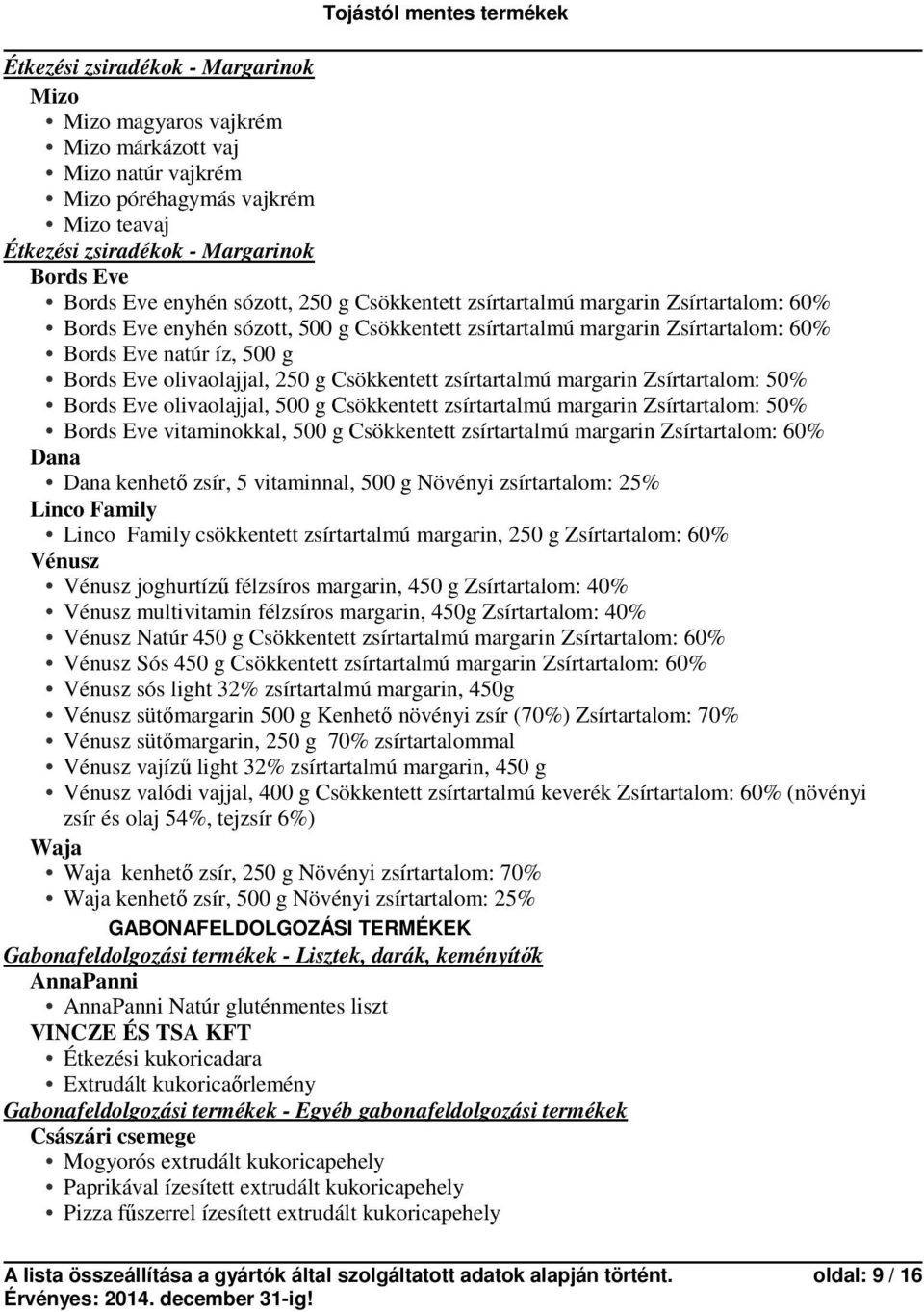 zsírtartalmú margarin Zsírtartalom: 50% Bords Eve olivaolajjal, 500 g Csökkentett zsírtartalmú margarin Zsírtartalom: 50% Bords Eve vitaminokkal, 500 g Csökkentett zsírtartalmú margarin Zsírtartalom: