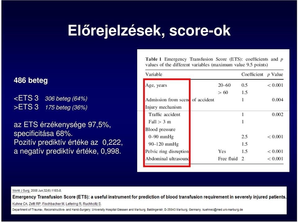 érzékenysége 97,5%, specificitása 68%.