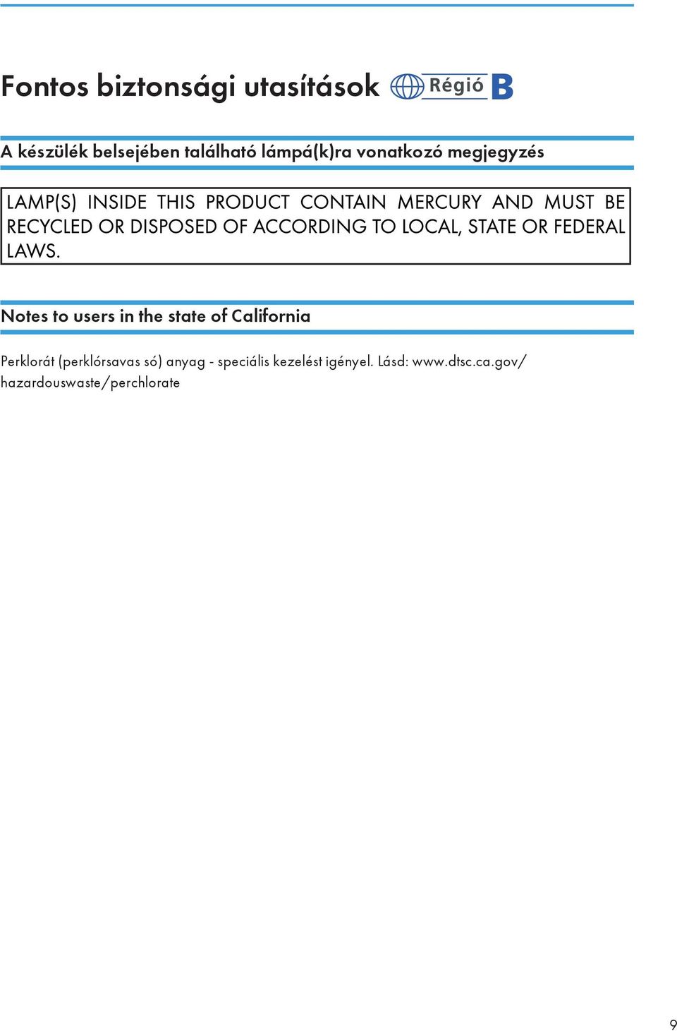 California Perklorát (perklórsavas só) anyag - speciális