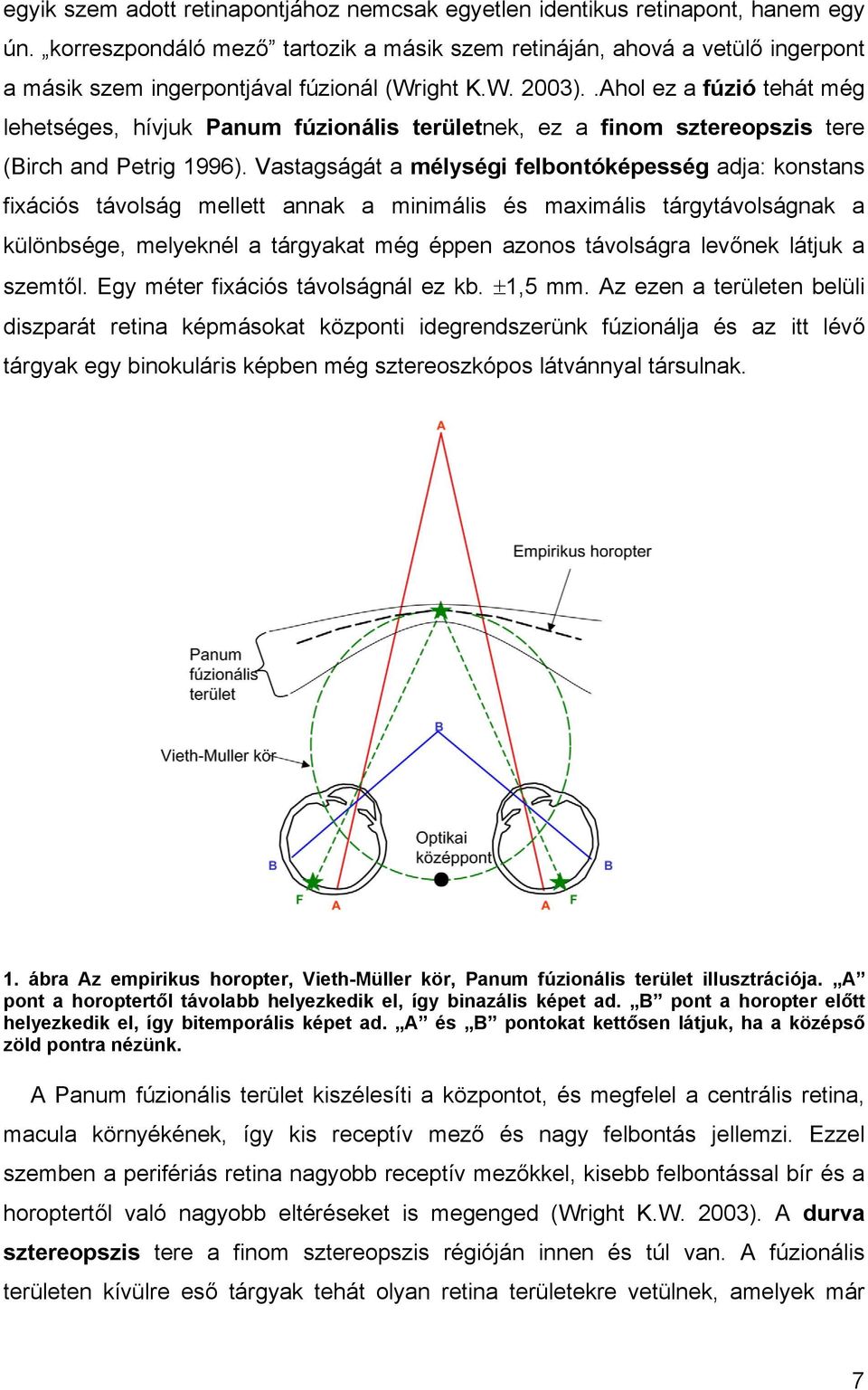 .Ahol ez a fúzió tehát még lehetséges, hívjuk Panum fúzionális területnek, ez a finom sztereopszis tere (Birch and Petrig 1996).