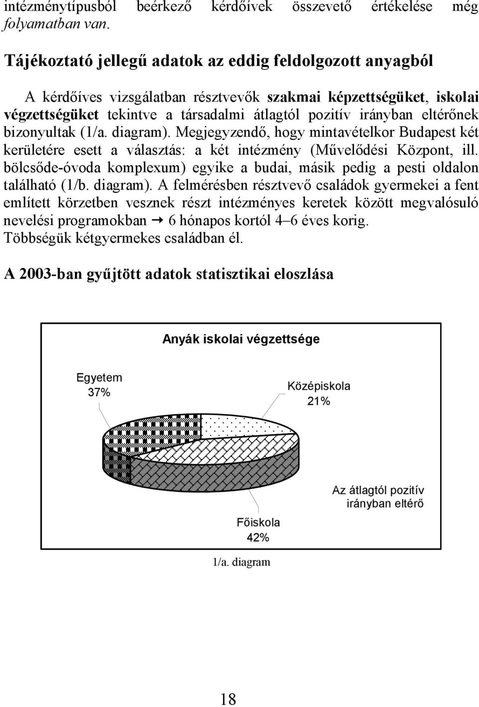 bizonyultak (1/a. diagram). Megjegyzendő, hogy mintavételkor Budapest két kerületére esett a választás: a két intézmény (Művelődési Központ, ill.