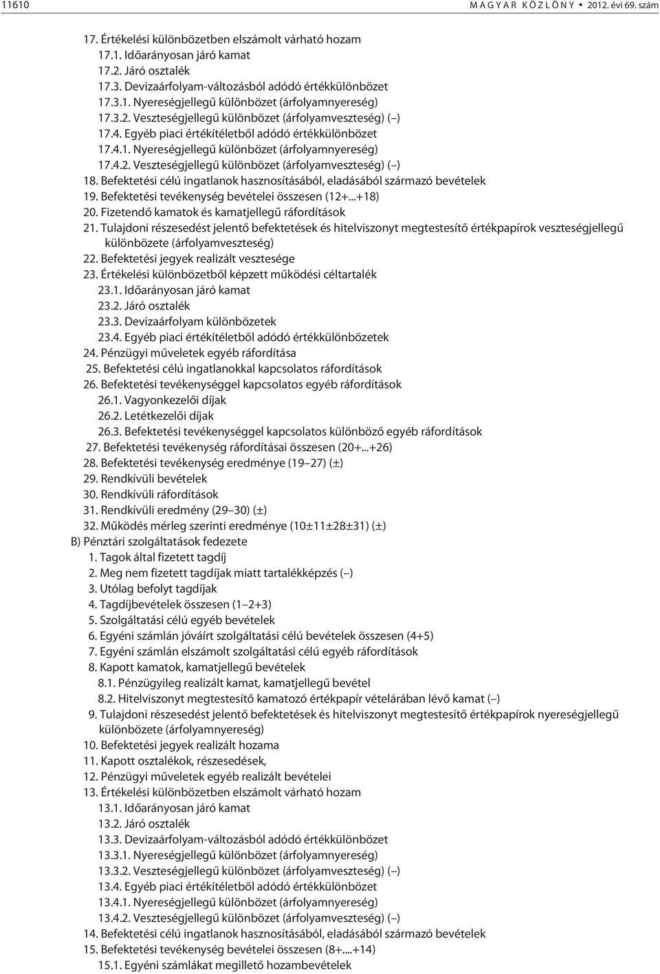 Egyéb piaci értékítéletbõl adódó értékkülönbözet 17.4.1. Nyereségjellegû különbözet (árfolyamnyereség) 17.4.2. Veszteségjellegû különbözet (árfolyamveszteség) ( ) 18.