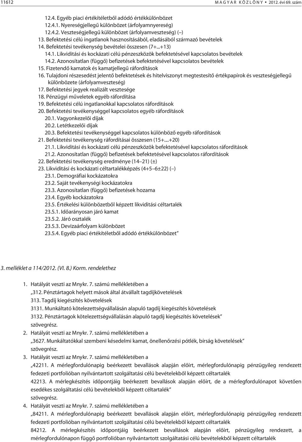 2. Azonosítatlan (függõ) befizetések befektetésével kapcsolatos bevételek 15. Fizetendõ kamatok és kamatjellegû ráfordítások 16.