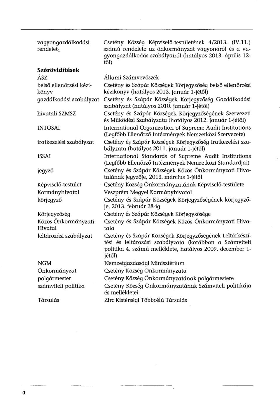 ) számú rendelete az önkormányzat vagyonáról és a vagyongazdálkodás szabályairól (hatályos 2013.