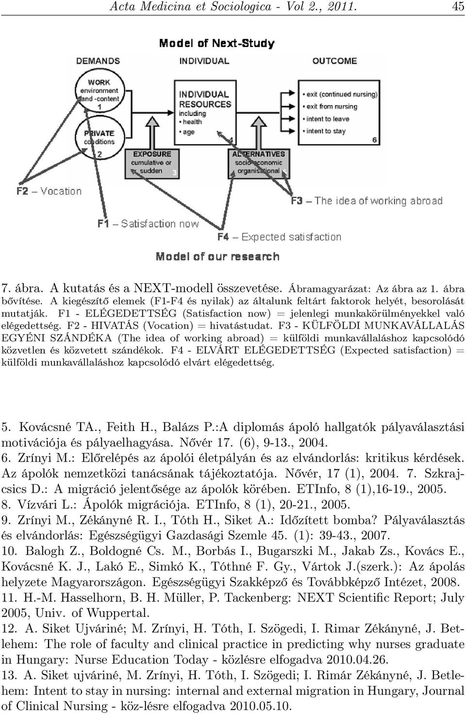 F2 - HIVATÁS (Vocation) = hivatástudat. F3 - KÜLFÖLDI MUNKAVÁLLALÁS EGYÉNI SZÁNDÉKA (The idea of working abroad) = külföldi munkavállaláshoz kapcsolódó közvetlen és közvetett szándékok.