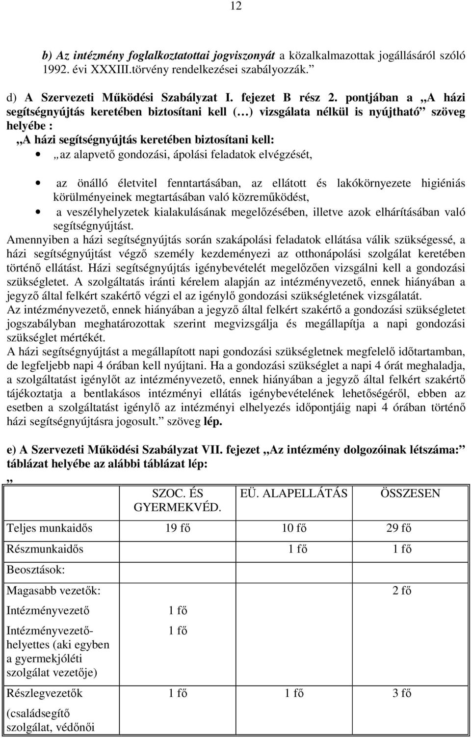 feladatok elvégzését, az önálló életvitel fenntartásában, az ellátott és lakókörnyezete higiéniás körülményeinek megtartásában való közreműködést, a veszélyhelyzetek kialakulásának megelőzésében,