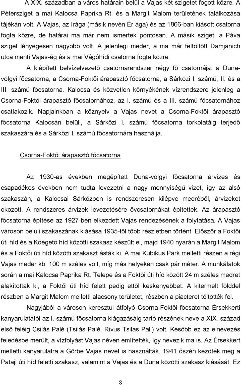 A jelenlegi meder, a ma már feltöltött Damjanich utca menti Vajas-ág és a mai Vágóhídi csatorna fogta közre.