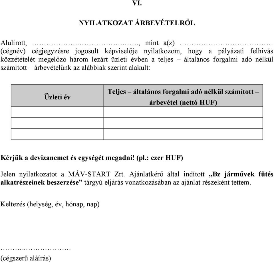 általános forgalmi adó nélkül számított árbevételünk az alábbiak szerint alakult: Üzleti év Teljes általános forgalmi adó nélkül számított árbevétel (nettó
