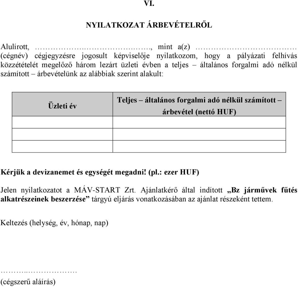 általános forgalmi adó nélkül számított árbevételünk az alábbiak szerint alakult: Üzleti év Teljes általános forgalmi adó nélkül számított árbevétel (nettó