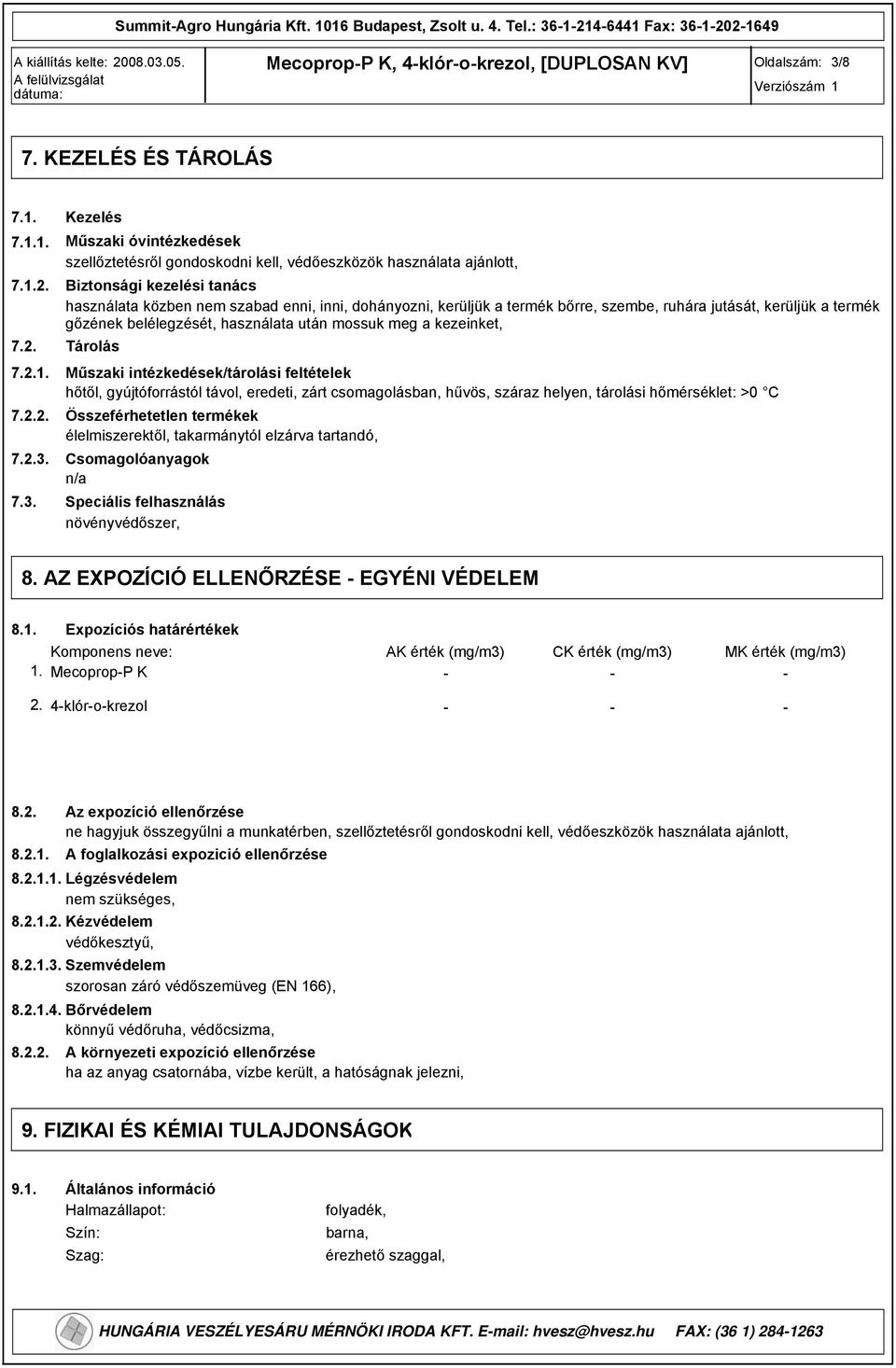 12021649 MecopropP K, 4klórokrezol, [DUPLOSAN KV] Oldalszám: 3/