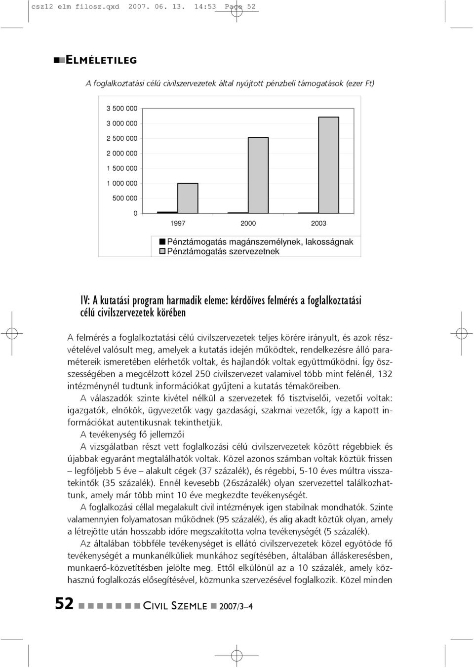 civilszervezetek körében A felmérés a foglalkoztatási célú civilszervezetek teljes körére irányult, és azok részvételével valósult meg, amelyek a kutatás idején mûködtek, rendelkezésre álló