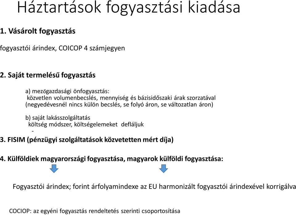 se folyó áron, se változatlan áron) b) saját lakásszolgáltatás költség módszer, költségelemeket defláljuk - 3.