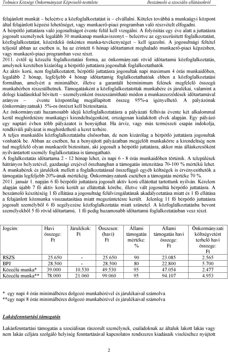 A folyósítás egy éve alatt a juttatásra jogosult személynek legalább 30 munkanap munkaviszonyt beleértve az egyszerűsített foglalkoztatást, közfoglalkoztatást, közérdekű önkéntes munka-tevékenységet