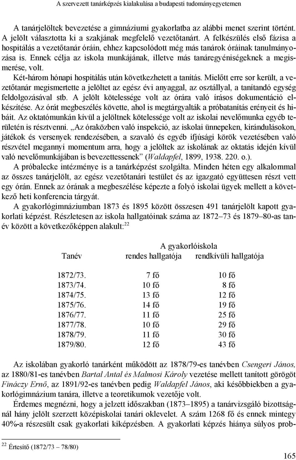 Ennek célja az iskola munkájának, illetve más tanáregyéniségeknek a megismerése, volt. Két-három hónapi hospitálás után következhetett a tanítás.