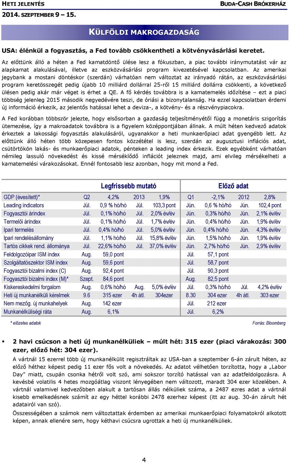 Az amerikai jegybank a mostani döntéskor (szerdán) várhatóan nem változtat az irányadó rátán, az eszközvásárlási program keretösszegét pedig újabb 10 milliárd dollárral 25-ről 15 milliárd dollárra