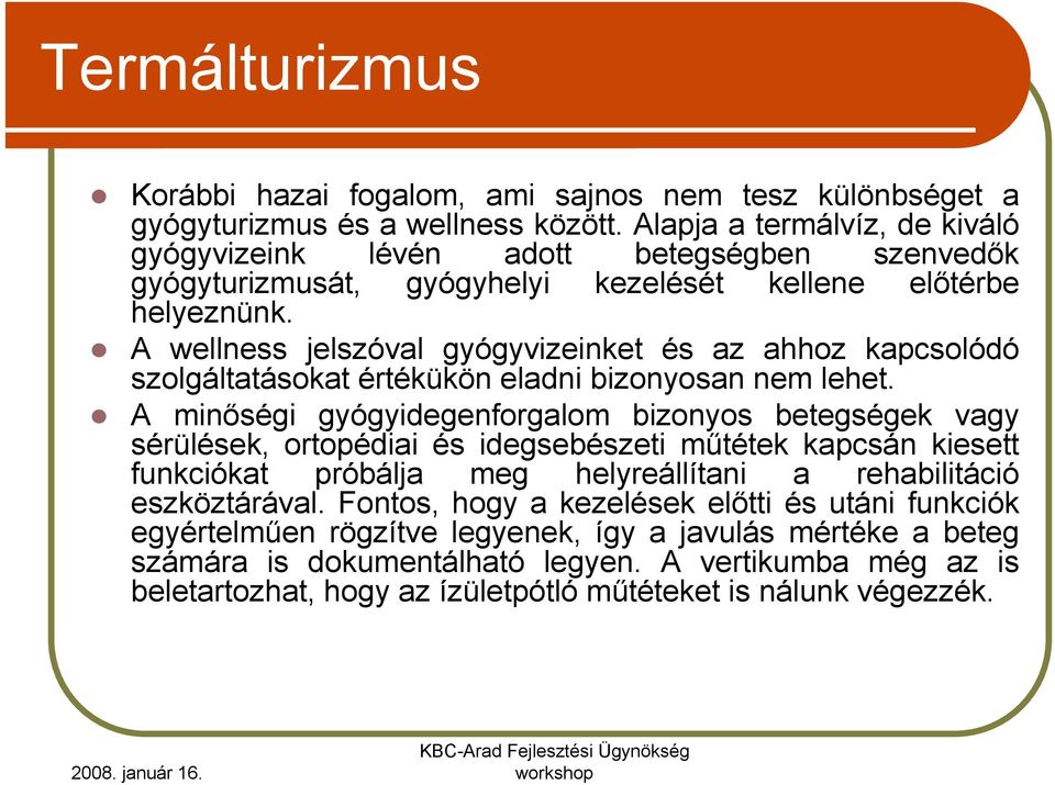 A wellness jelszóval gyógyvizeinket és az ahhoz kapcsolódó szolgáltatásokat értékükön eladni bizonyosan nem lehet.