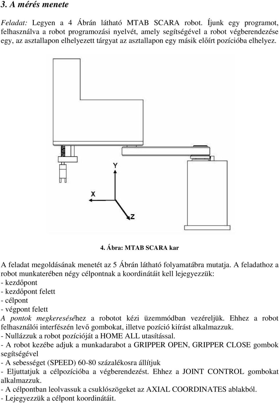 Ábra: MTAB SCARA kar A feladat megoldásának menetét az 5 Ábrán látható folyamatábra mutatja.