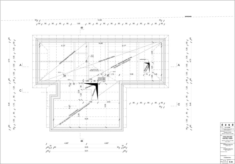 hab hőszigetelés + OSB lap terítés padlásfeljáró 700x00mm,99 70,46, 8,05 Teherhordó födém 00 mm vtg vasbeton + Xmm üveggyapot