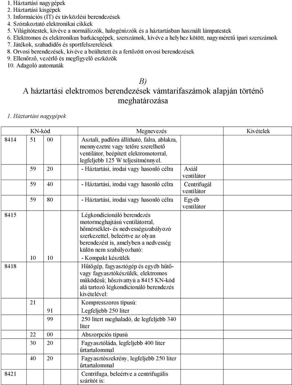 Elektromos és elektronikus barkácsgépek, szerszámok, kivéve a helyhez kötött, nagyméretű ipari szerszámok 7. Játékok, szabadidős és sportfelszerelések 8.