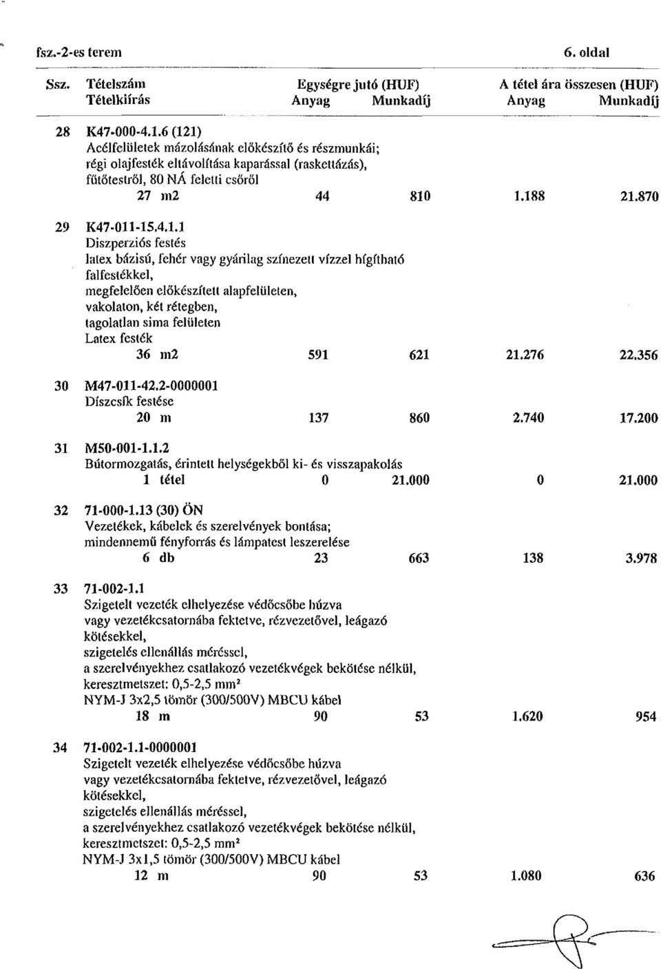 Diszperziós festés latex bázisú, fehér vagy gyáiilag színezett vízzel hígítható falfestékkel, megfelelően előkészített alapfelületen, vakolaton, két rétegben, tagolatlan sima felületen Latex festék